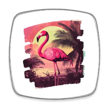 Flamingo - Square fridge magnet - white - Front