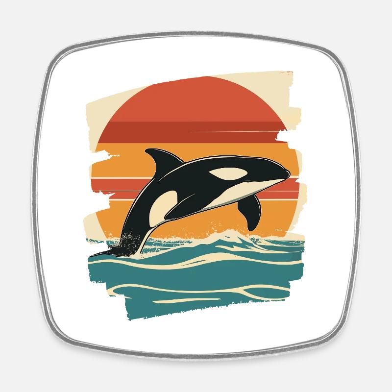 Orca - Viereckiger Kühlschrankmagnet - Weiß
