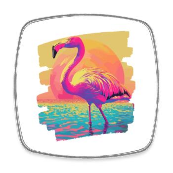 Flamant - Magnet carré - blanc - Devant