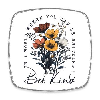 Bee Kind Blumen Bienen Natur Frühling Naturfreund - Viereckiger Kühlschrankmagnet - Weiß - Vorne
