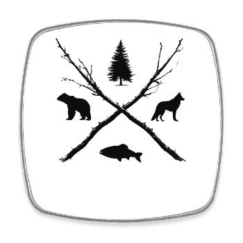 Hiking Outdoor Forest Nature Lover Hunter Gift - Square fridge magnet - white - Front