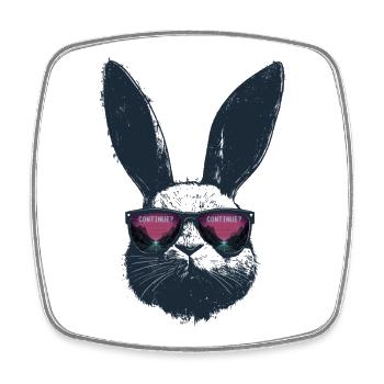 Retro Hase Sonnenbrille Synthwave Gaming Geschenk - Viereckiger Kühlschrankmagnet - Weiß - Vorne