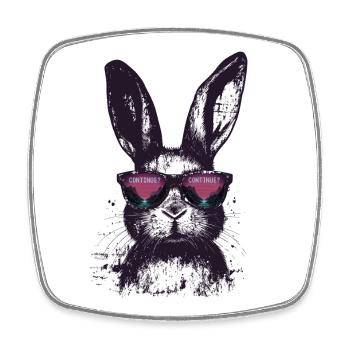 Hase Sonnenbrille Retro Synthwave Gaming Geschenk - Viereckiger Kühlschrankmagnet - Weiß - Vorne