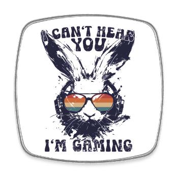 I Can't Hear You I'm Gaming Retro Hase Geschenk - Viereckiger Kühlschrankmagnet - Weiß - Vorne