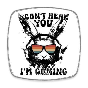 I Can't Hear You I'm Gaming Bunny Gamer Gift - Square fridge magnet - white - Front