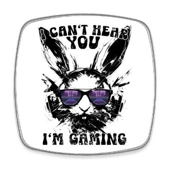 I Can't Hear You I'm Gaming Gamer Bunny Gift - Square fridge magnet - white - Front