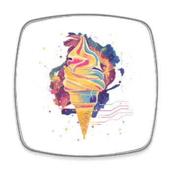 Eiscreme Vaporwave - Viereckiger Kühlschrankmagnet - Weiß - Vorne