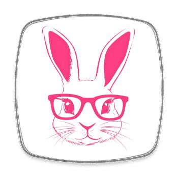 Kaninchen Brille Bunny Hasenohren Hase Geschenk - Viereckiger Kühlschrankmagnet - Weiß - Vorne
