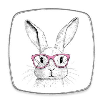 Hasenohren Bunny Brille Kaninchen Hase Geschenk - Viereckiger Kühlschrankmagnet - Weiß - Vorne