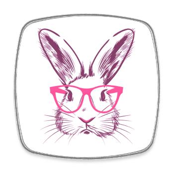 Rabbit Bunny Ears Glasses Bunny Bunny Gift - Square fridge magnet - white - Front