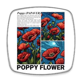Coquelicot Nature Fleur Botanique Esthétique Cadeau - Magnet carré - blanc - Devant