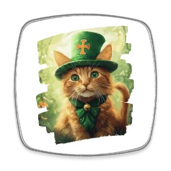 St Patricks day Katze - Viereckiger Kühlschrankmagnet - Weiß - Vorne