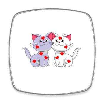 Katze Herz Herzen Valentinstag Valentin Katzen - Viereckiger Kühlschrankmagnet - Weiß - Vorne