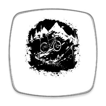 Mountainbiking Illustration - Viereckiger Kühlschrankmagnet - Weiß - Vorne