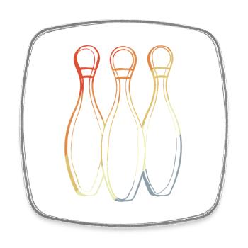 Bowling Skizze Retro Look - Viereckiger Kühlschrankmagnet - Weiß - Vorne