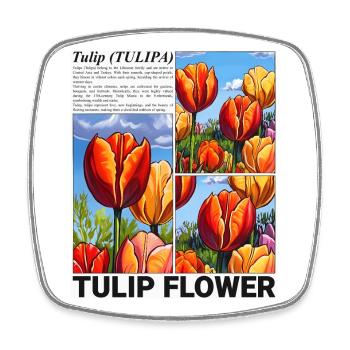 Tulpe Blume Natur Frühling Botanik Geschenk - Viereckiger Kühlschrankmagnet - Weiß - Vorne