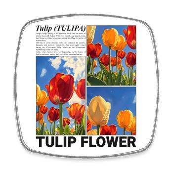 Tulip Spring Nature Flower Botanical Gift - Square fridge magnet - white - Front