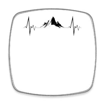 Mountains Heartbeat Hiking Outdoor Gift - Square fridge magnet - white - Front
