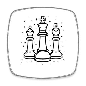 Chess Pieces Drawing - Square fridge magnet - white - Front