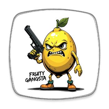 Fruity Gangsta – Lustige Zitronen Gangster - Viereckiger Kühlschrankmagnet - Weiß - Vorne