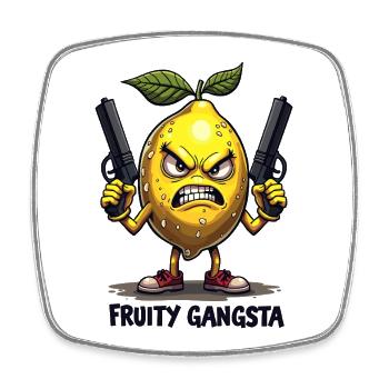 Gangsta fruité – Gangster au citron drôle - Magnet carré - blanc - Devant