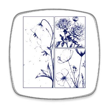 Floral Chrysanthemum Campanula Botanical Gift - Square fridge magnet - white - Front