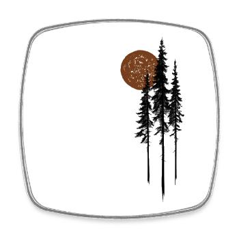 Tannen Sonne Wald Natur Minimalistisch Geschenk - Viereckiger Kühlschrankmagnet - Weiß - Vorne