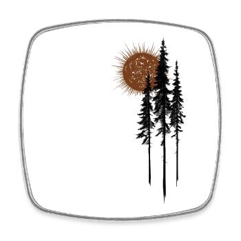 Sonne Tannen Wald Natur Minimalistisch Geschenk - Viereckiger Kühlschrankmagnet - Weiß - Vorne