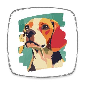 Beagle - Magnet carré - blanc - Devant