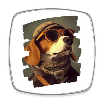 Beagle - Magnet carré - blanc - Devant