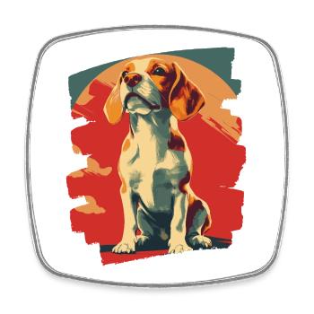 Beagle - Magnet carré - blanc - Devant