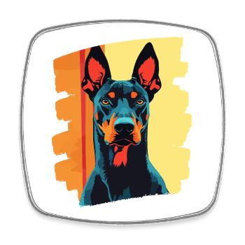 Dobermann - Viereckiger Kühlschrankmagnet - Weiß - Vorne