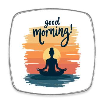 Good Morning Yoga Meditation Design Morning Rituals - Square fridge magnet - white - Front