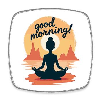 Good Morning Yoga Meditation Design Morning Rituals - Square fridge magnet - white - Front