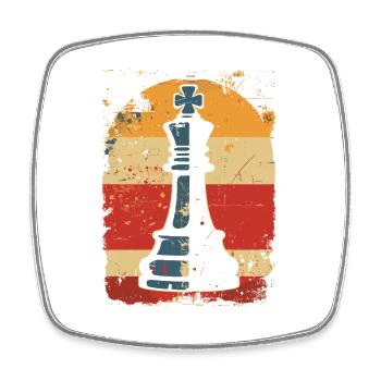 Schachfigur Steamwave - Viereckiger Kühlschrankmagnet - Weiß - Vorne