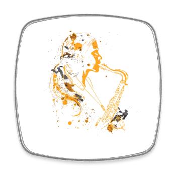 Saxophone Girl Graffiti - Square fridge magnet - white - Front