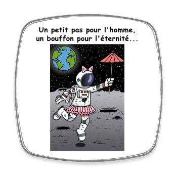 Le petit pas de l'homme - Magnet carré - blanc - Devant