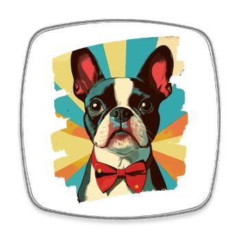 Boston Terrier - Viereckiger Kühlschrankmagnet - Weiß - Vorne