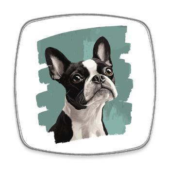 Boston Terrier - Viereckiger Kühlschrankmagnet - Weiß - Vorne