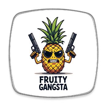 Pineapple Fruity Gangsta L’ananas le plus dur du monde - Magnet carré - blanc - Devant