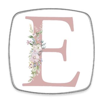 E Monogramm, Floral, personalisierbar - Viereckiger Kühlschrankmagnet - Weiß - Vorne