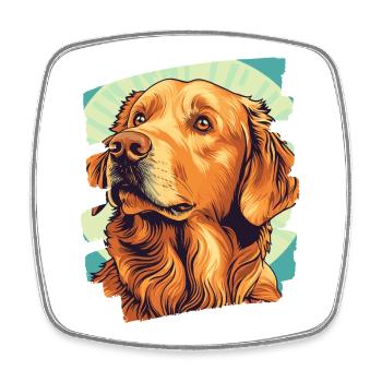 Golden Retriever - Viereckiger Kühlschrankmagnet - Weiß - Vorne