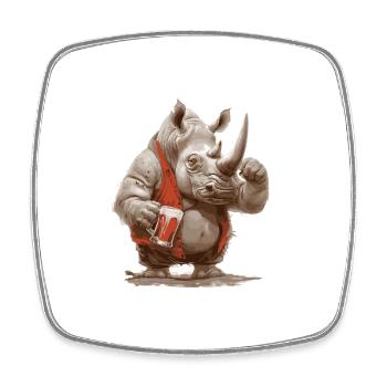 Bière Rhino Drôle - Magnet carré - blanc - Devant