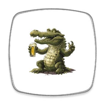 Alligator Beer Funny - Square fridge magnet - white - Front