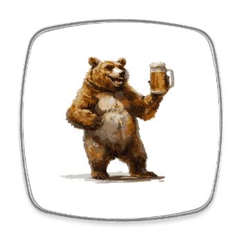 Bär Bier Lustig - Viereckiger Kühlschrankmagnet - Weiß - Vorne