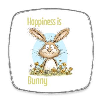 Motif de Pâques de lapin disant le printemps - Magnet carré - blanc - Devant