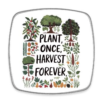 Plant Once, Harvest Forever - Permaculture Design - Square fridge magnet - white - Front
