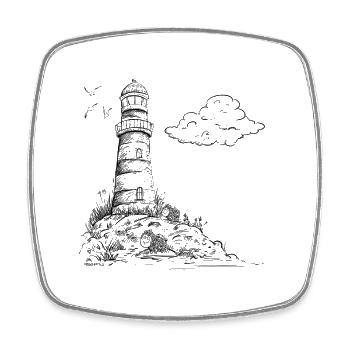 Leuchtturm Sketch Meer Urlaub - Viereckiger Kühlschrankmagnet - Weiß - Vorne