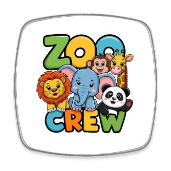 Lustiges Zoo Crew Tierdesign - Viereckiger Kühlschrankmagnet - Weiß - Vorne