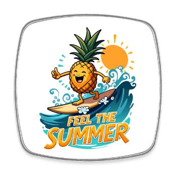 Ananas Surfer Surf Feel L’été - Magnet carré - blanc - Devant